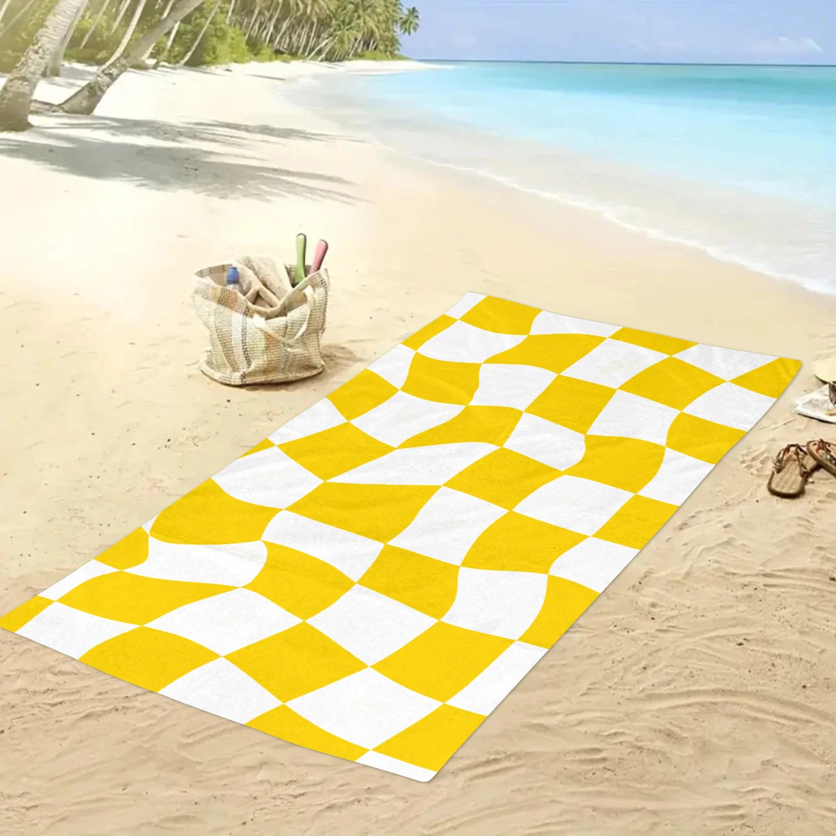 Modisches Kariertes Strandtuch – Schnell Trocknend & Saugfähig | Großes Mikrofaser Handtuch in Mehreren Farben für Strand & Reisen Kaufschwan®