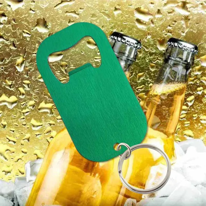 50 Stück Personalisierte Flaschenöffner-Schlüsselanhänger – Kostenlos graviert mit Logo | Edelstahl, Geschenk für Hochzeit, Geburtstag & Taufe Kaufschwan® Grün 70x38mm