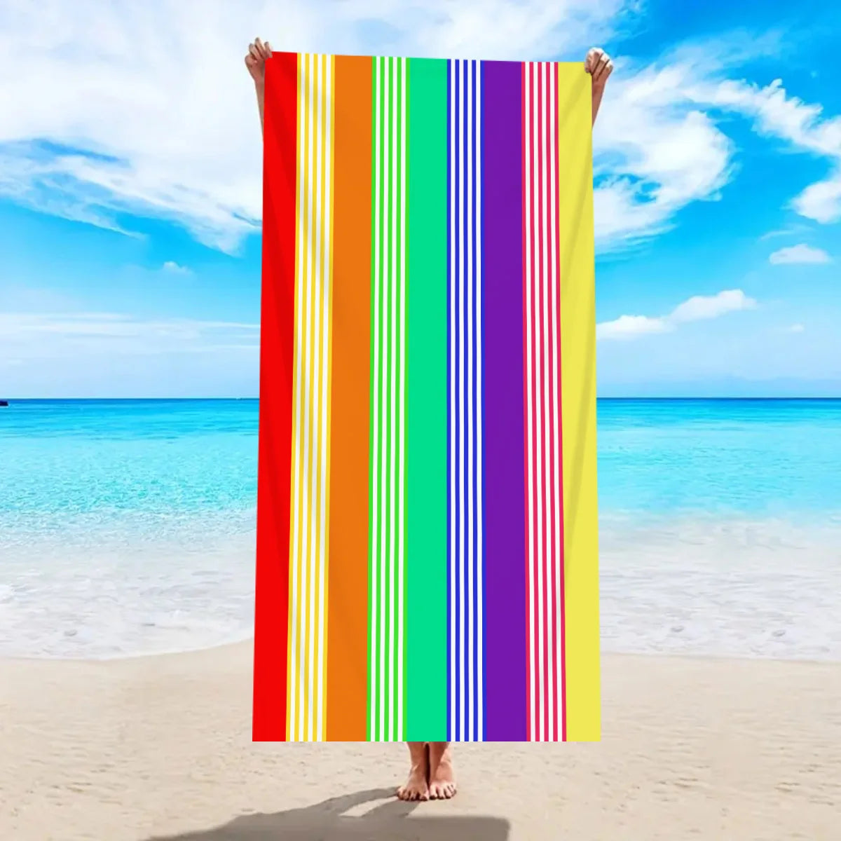 Modisches Großes Gestreiftes Strandtuch – Schnell Trocknend & Saugfähig | Weiches Schwimm- & Badehandtuch in Mehreren Farben Kaufschwan® Design 6 150x75cm