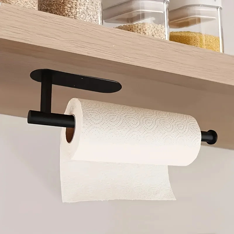 Schwarzer Selbstklebender Küchenrollenhalter – Wandmontage für Küche & Bad Aufbewahrung Kaufschwan®