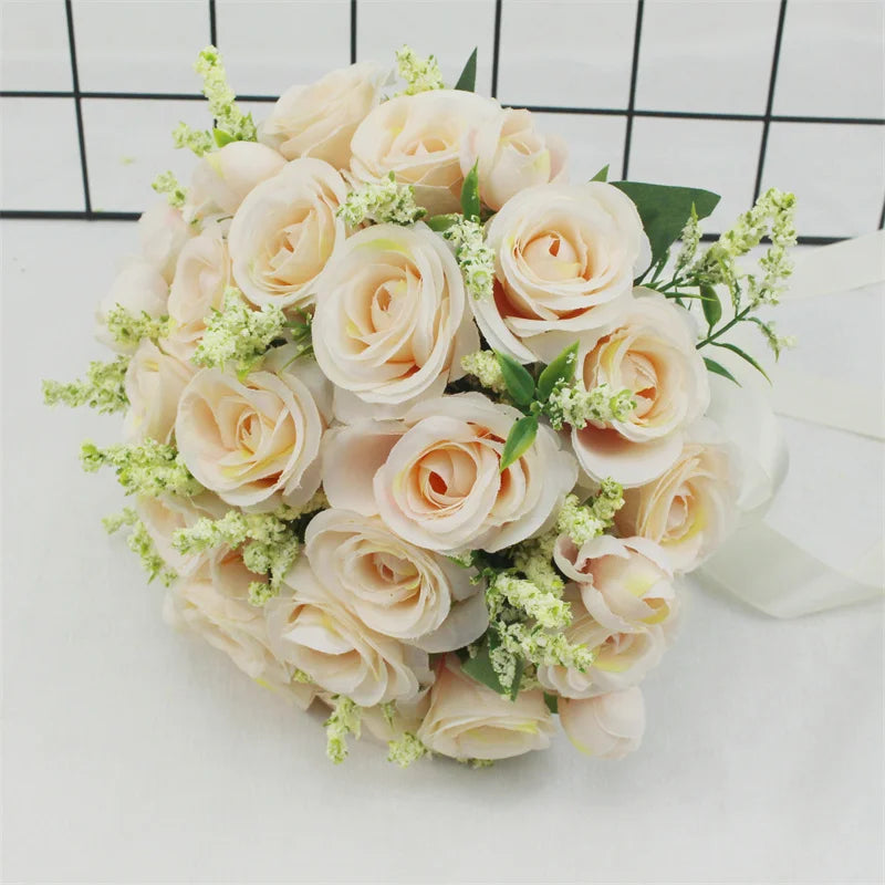 Brautstrauß Weiße Rosen – Handgefertigter Seidenblumen Hochzeitsstrauß Kaufschwan®
