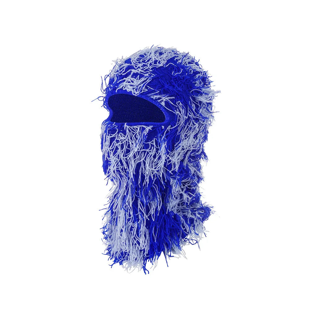 Motorrad Hip-Hop Balaclava – Gestrickte Vollgesichts-Skimütze im Used-Look | Damen Outdoor Camouflage Fuzzy Beanie Wintermütze Kaufschwan® Himmelblau