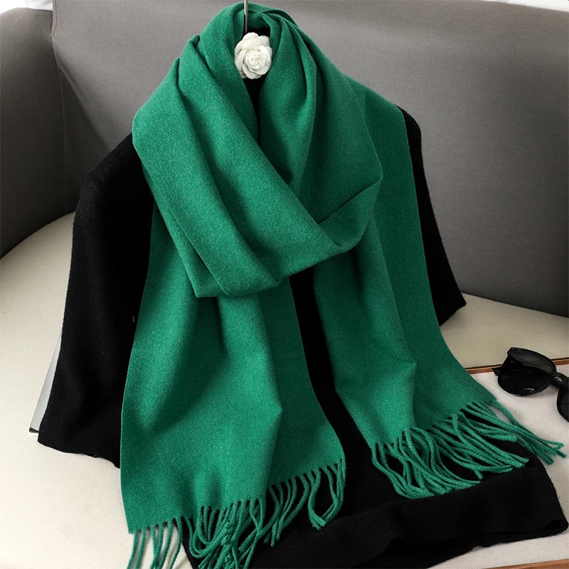 Bunte Winter Schals für Damen | Langer Kaschmir-Optik Wärmeschal | Einfarbig Hijab, Umschlagtuch & Pashmina Kopftuch