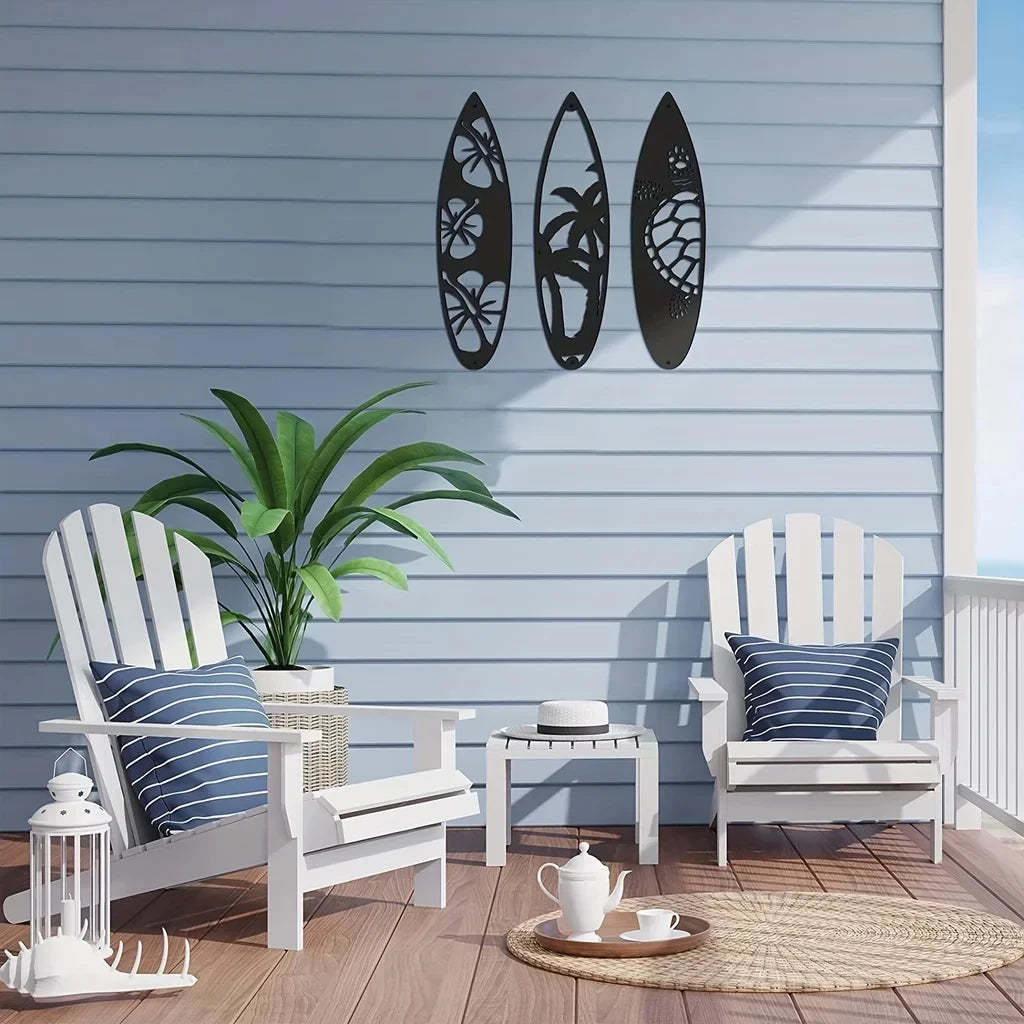 Metall Surfbrett Wanddeko – Sommer Strand Palmen Schild Kaufschwan®
