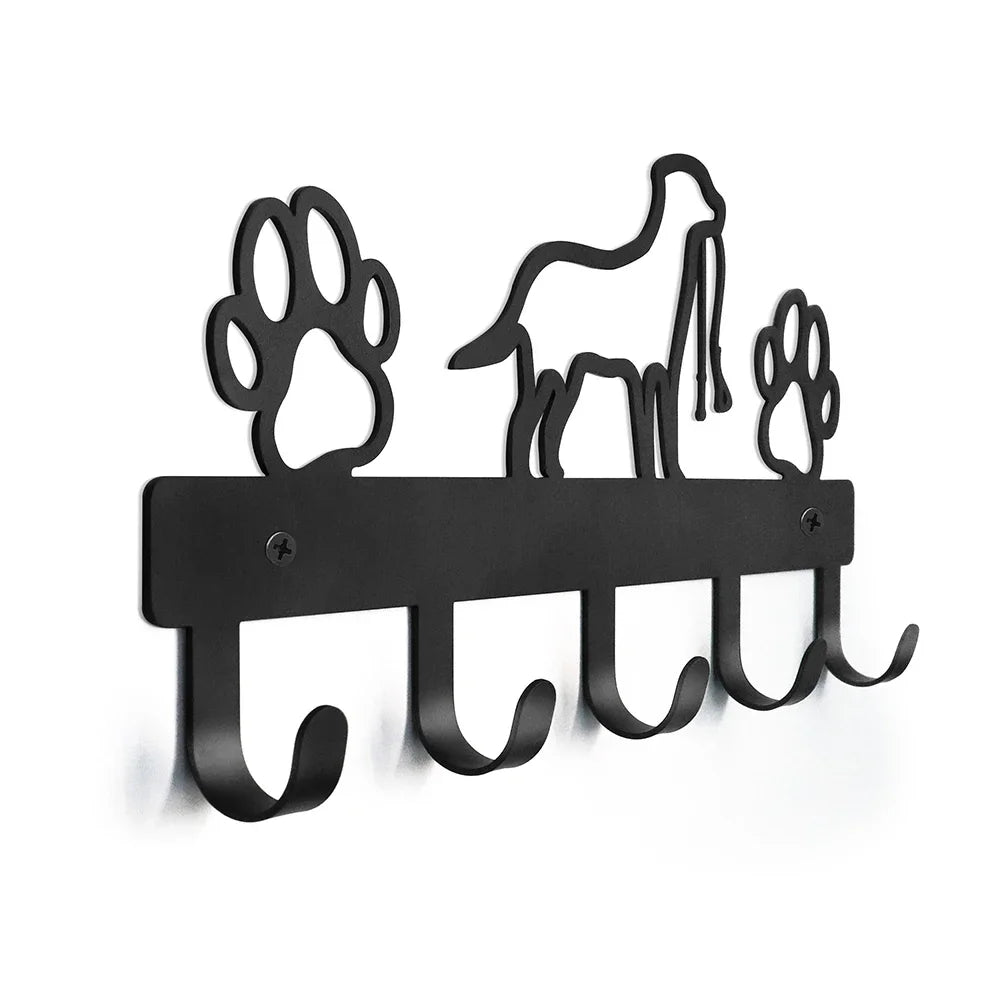 Metall Wandhaken mit Pfotenmotiv – Hundehalter mit 5 Haken | Wandorganizer aus Eisenkunst für Schlüssel, Leinen & Jacken Kaufschwan®