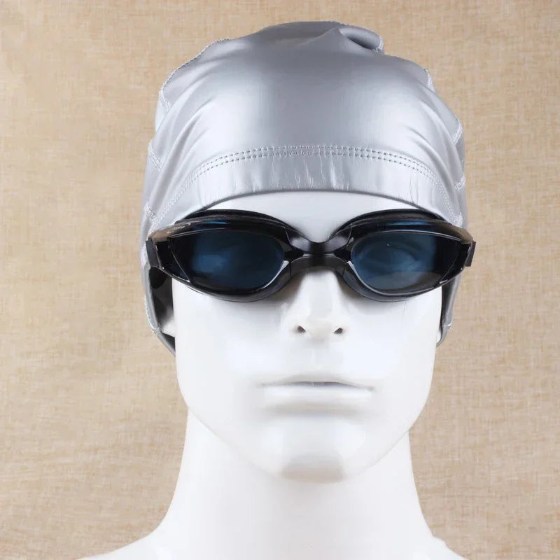 Wasserdichte PU Stoff Schwimmkappe – Ohrenschutz & Langhaar Schutz | Große Badehaube für Männer & Frauen Kaufschwan®