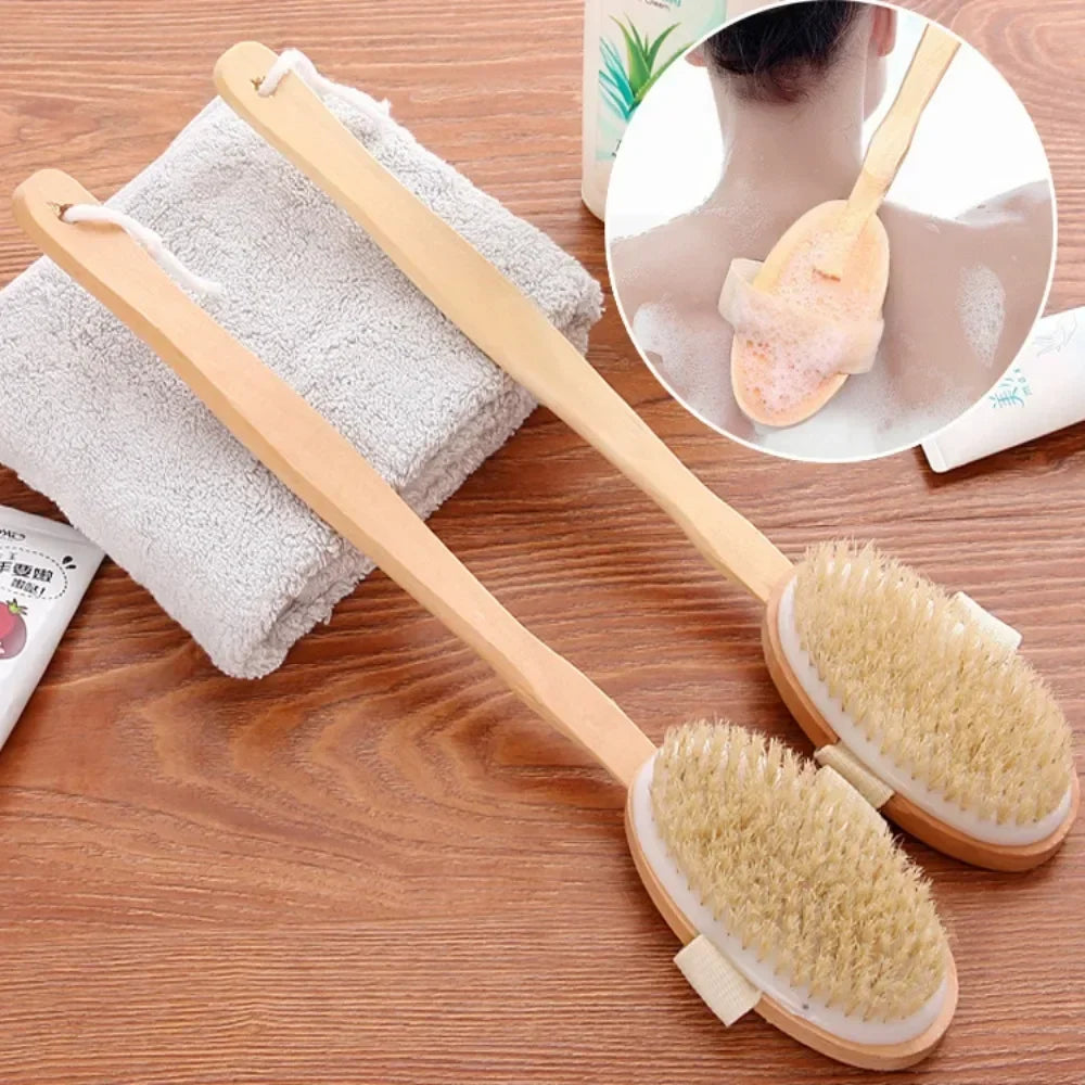 Naturborsten Rückenbürste – Abnehmbarer Langer Holzgriff Trocken Körper Massagebürste Kaufschwan®