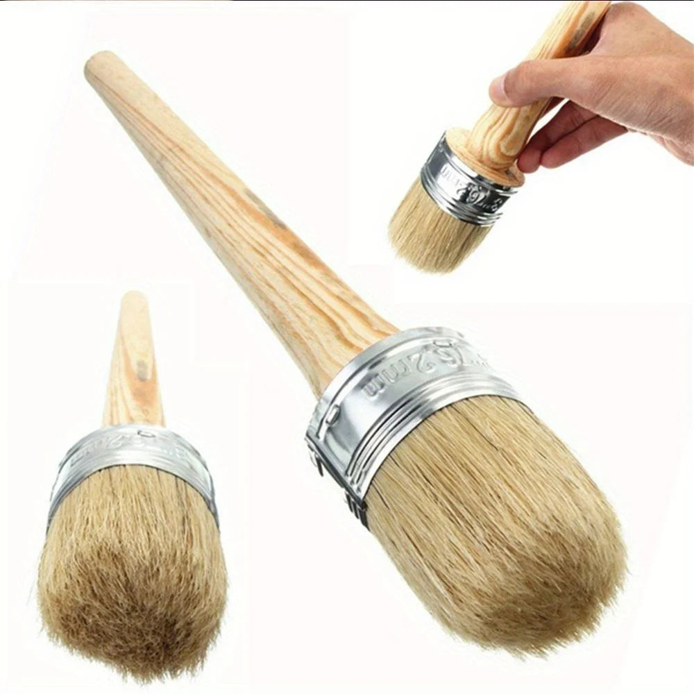 Rundborsten Pinsel mit Holzgriff – Künstlerpinsel für Kreide, Öl und Wachs Kaufschwan®