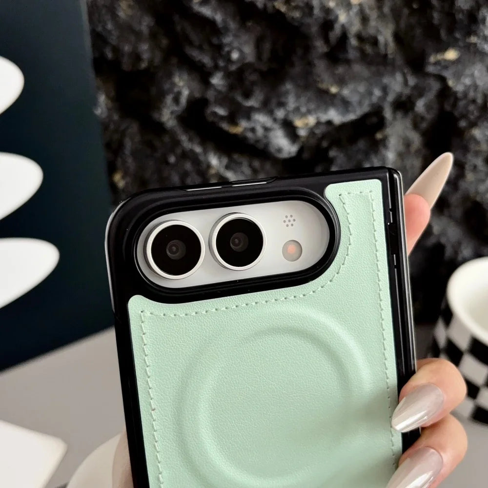 Luxuriöse Matte Lederhülle für iPhone Duo – Magnetische MagSafe-Kompatible Schutzhülle mit Kabellosem Laden und Stoßschutz Kaufschwan®