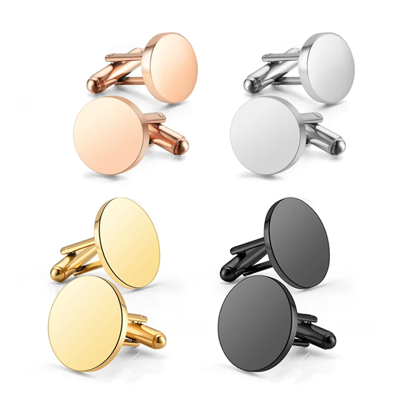 Edelstahl Manschettenknöpfe Blanko Rund – Hochglanzpoliert | DIY Schmuck Zubehör für Gravur & Personalisierung (15mm/18mm/20mm) Kaufschwan®