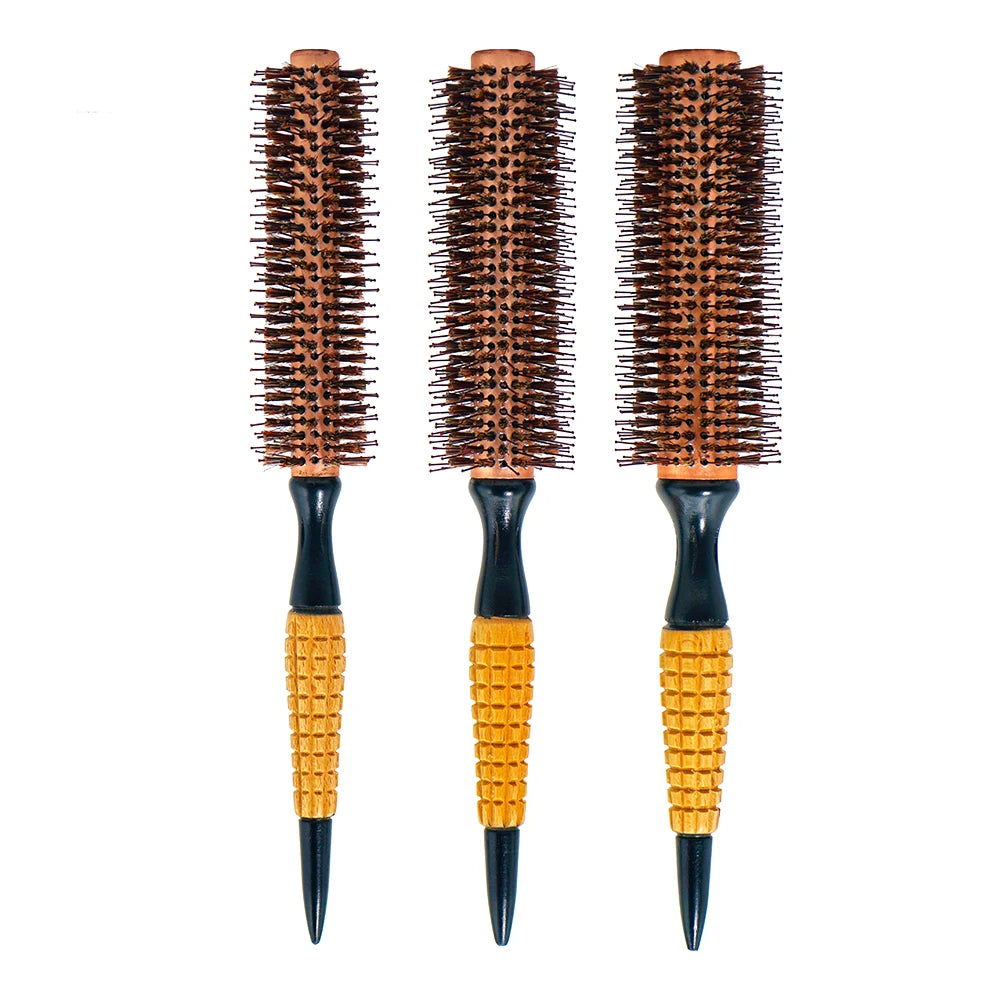 Rundbürste mit Holzgriff – Professionelle Antistatische Haarbürste | Locken- & Toupierbürste für Friseure Kaufschwan®