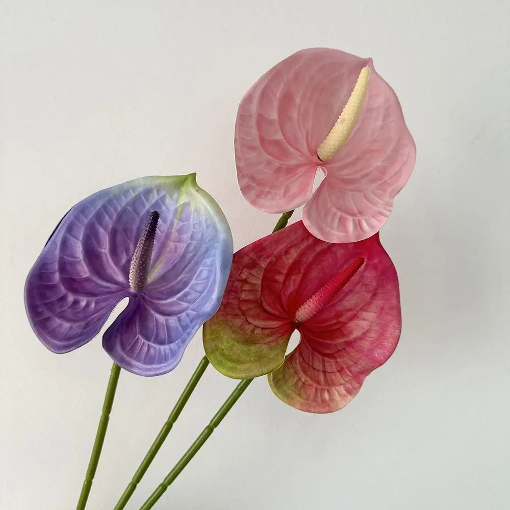 Mehrfarbige Künstliche Kleine Anthurie 60cm – Real-Touch Gummiblume für Zuhause, Fotorequisiten & Tropische Dekoration Kaufschwan®