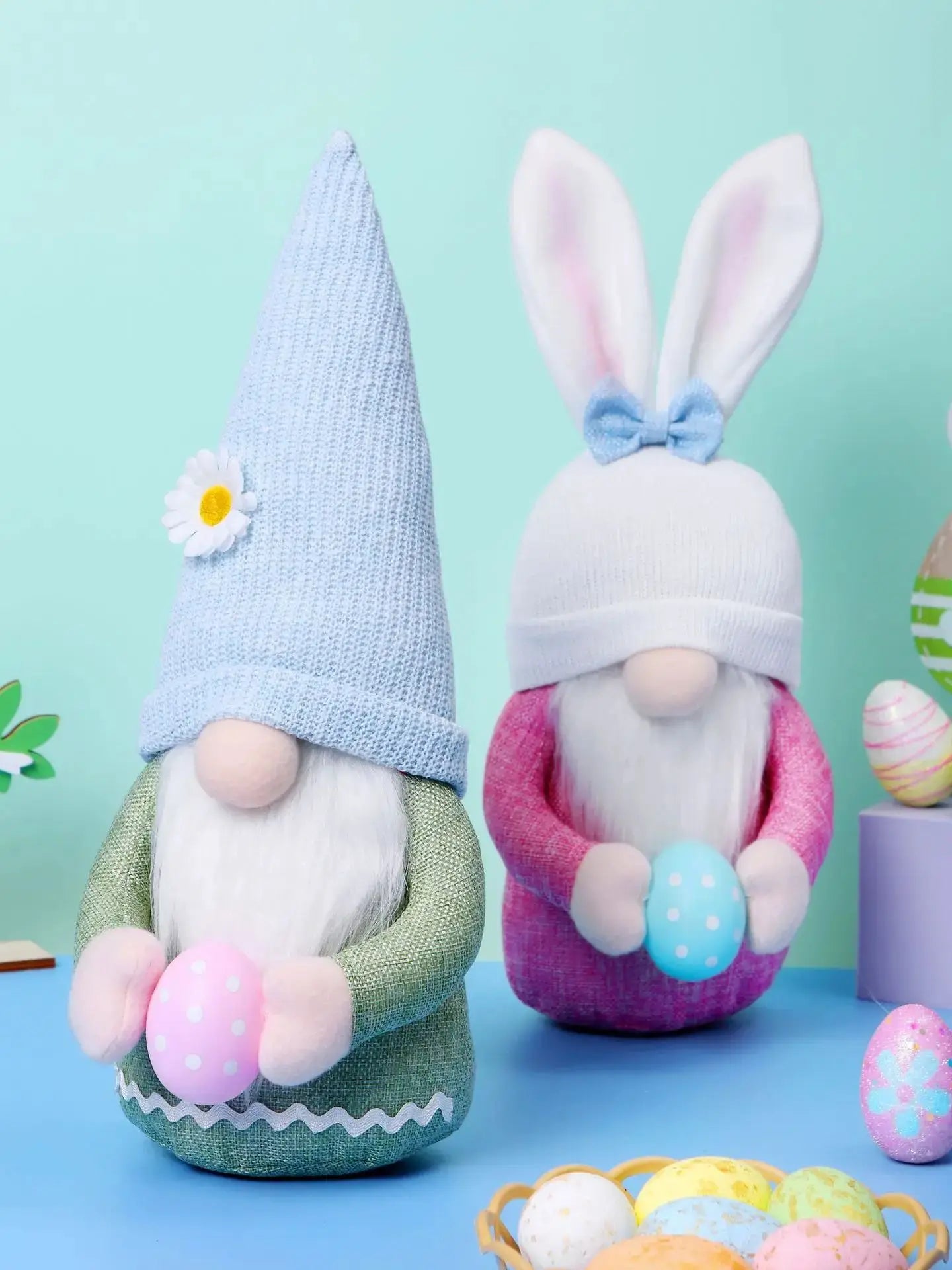 Osterhasen-Wichtel mit Ei – Handgemachte Faceless Plüschfigur | Frühlingsdeko & Geschenk für Mädchen Kaufschwan®