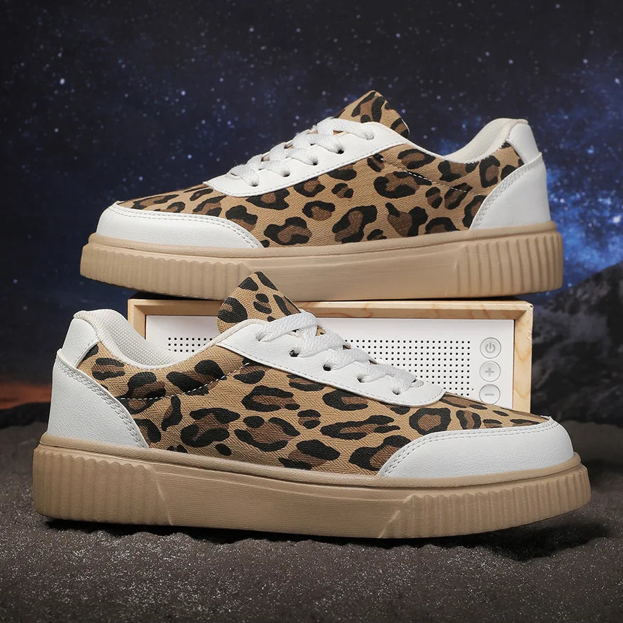 Damen Sneaker mit Leopardenmuster – Retro Chunky Casual Schuhe | Bequemes Flach-Design & Vielseitige Mode Kaufschwan®