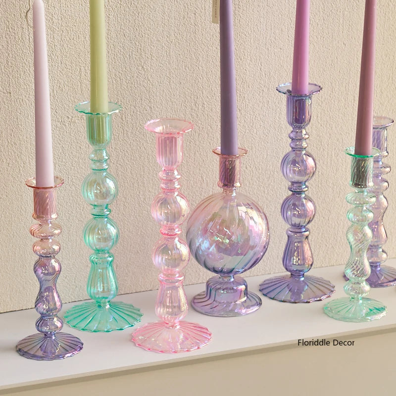 Floriddle Retro Kerzenständer – Hohe Stabkerzenhalter im Glasvasen-Stil für Zuhause, Party & Hochzeitsdekoration Kaufschwan®