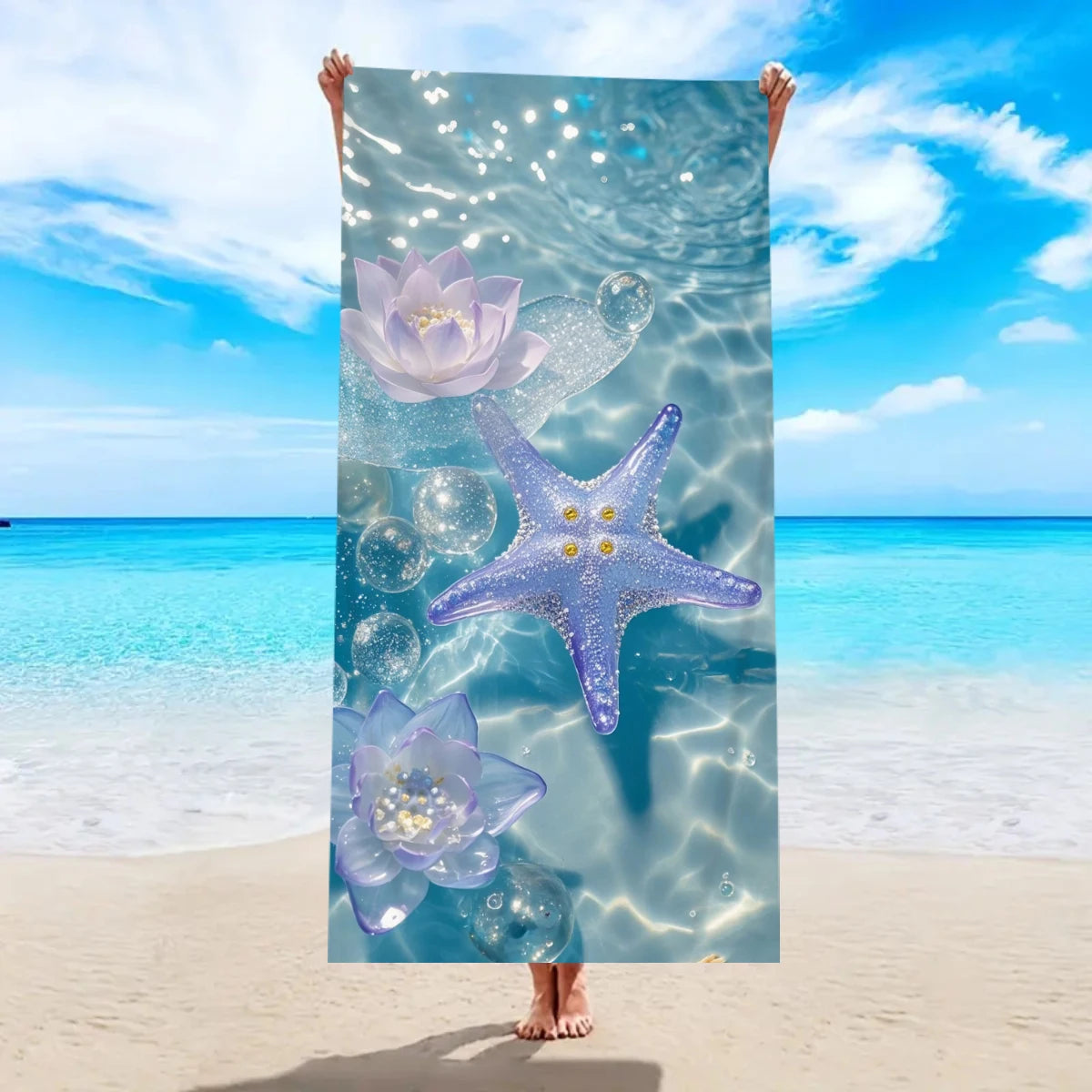 Strandtuch mit Ozean-Motiv – Schnell Trocknendes Mikrofaser Handtuch | Multifunktionales Handtuch für Sport, Schwimmen & Fitness Kaufschwan® Design 5 150x75cm
