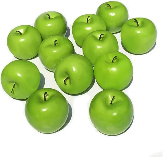 12 Stück Künstliche Grüne Äpfel – Plastik Simulationsfrüchte für Küche, Zuhause, Party & Fotografie Kaufschwan®