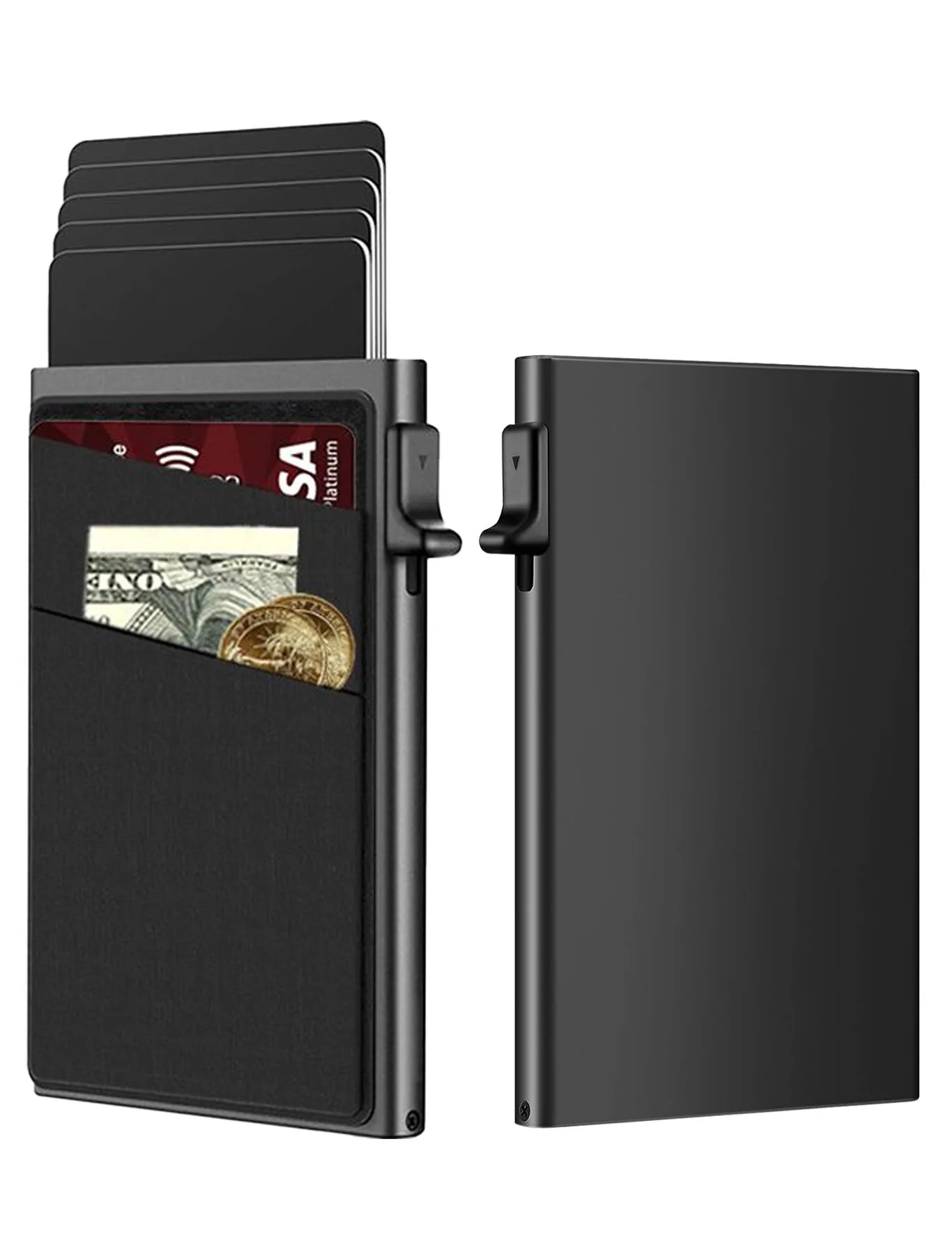 Anti-Diebstahl Kartenhalter – Minimalistische Smart Wallet mit RFID Schutz | Aluminium Metall Kartenbox Etui Kaufschwan®