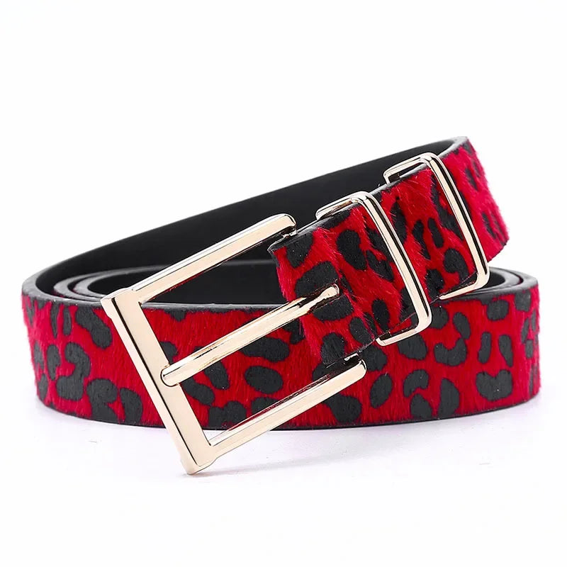 Leopardenmuster Damen Gürtel – Retro Gothic Stil | Luxus Y2K Modischer Gürtel für Jeans, Mäntel & Kleider Kaufschwan® Rot 90cm