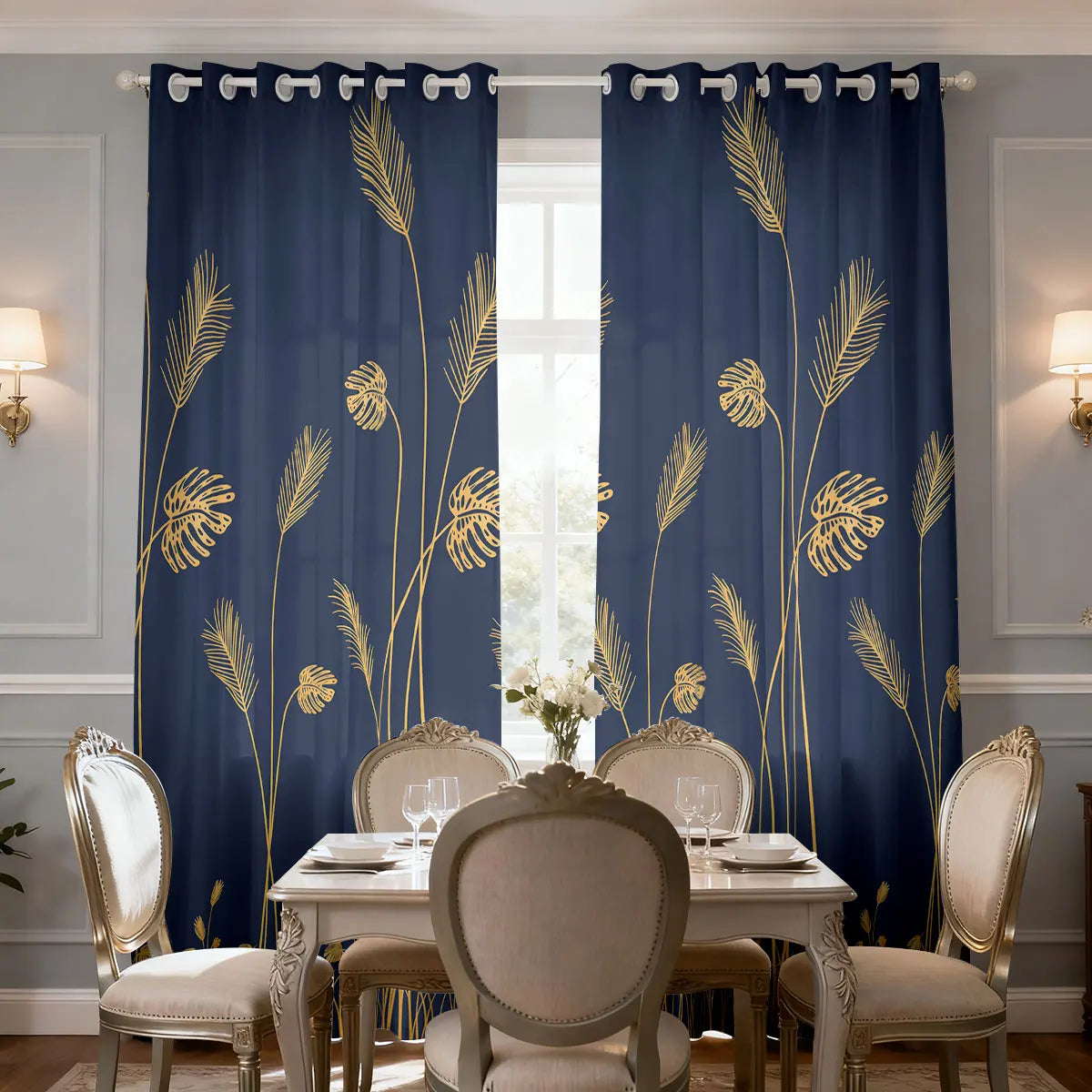 Schilf Pflanzen Print Wollvorhang Lichtblockierend Isoliert für Wohnzimmer Schlafzimmer 2 Stück/Set Kaufschwan®