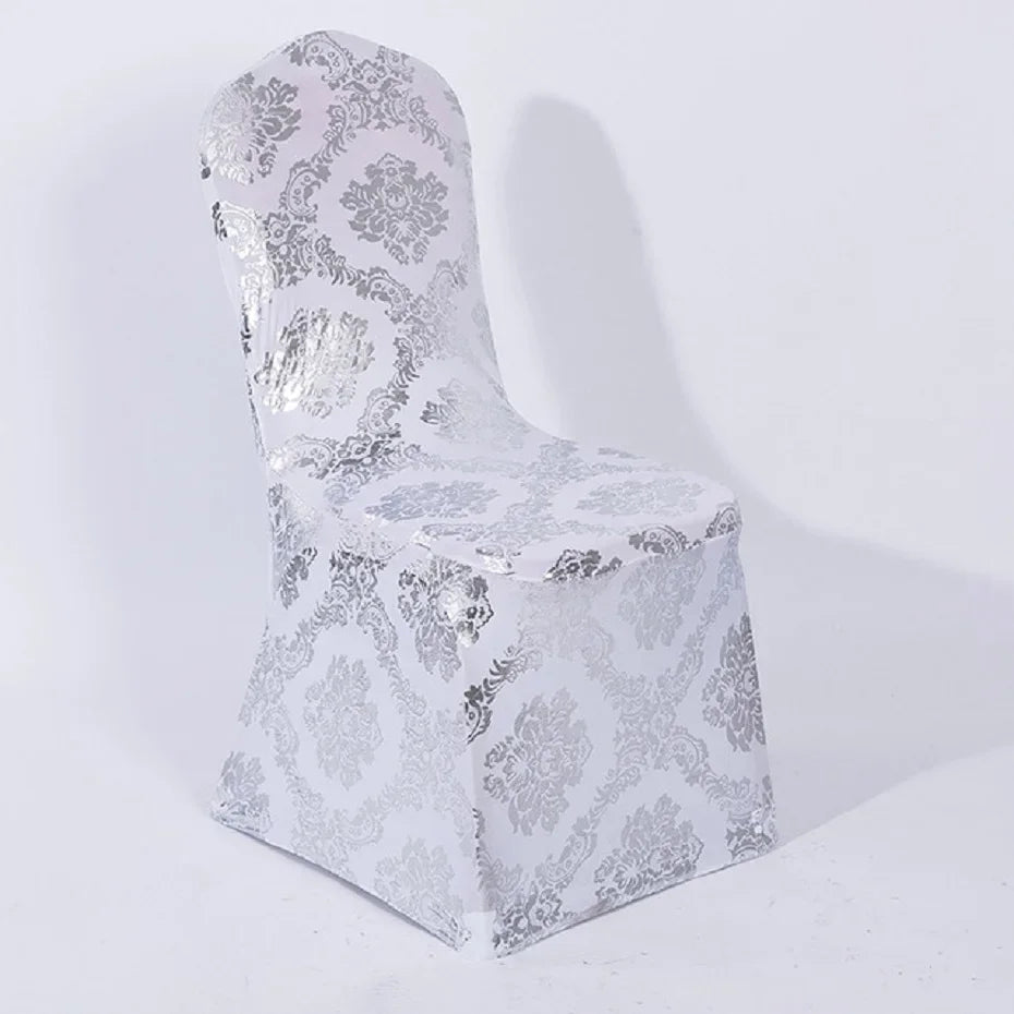 Esszimmer Stuhlbezüge mit Gold- & Silber Blumenprägung – Abnehmbare Waschbare Spandex Stretch Stuhlüberzüge für Hochzeiten & Events Kaufschwan®