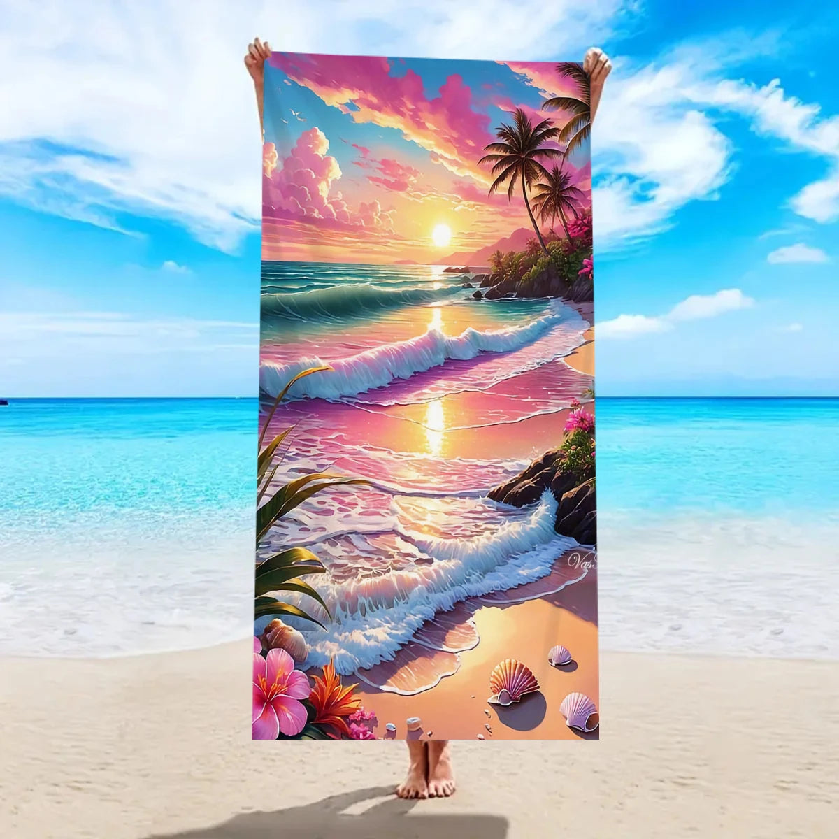 Tropisch Bedrucktes Großes Strandtuch – Schnell Trocknend & Saugfähig | Weiches Leichtes Handtuch für Schwimmen, Urlaub & Camping Kaufschwan® Design 1 150x75cm