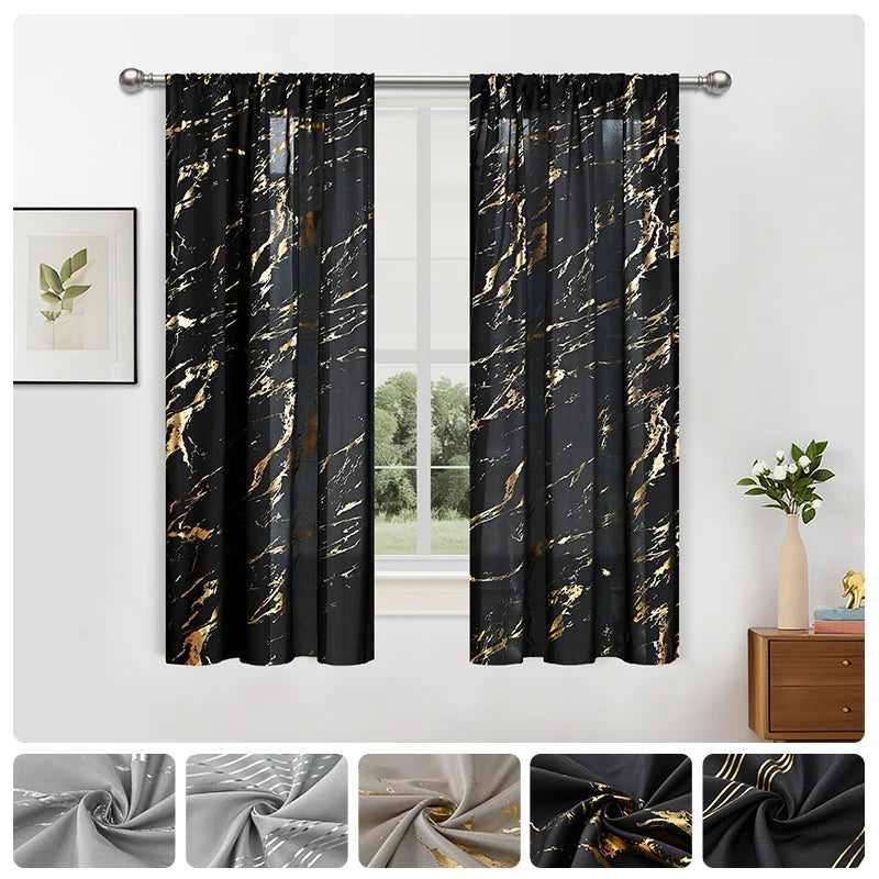 Luxus Marmor Goldfolie Print Vorhang Präzises Design für Wohnzimmer Dekoration Kaufschwan®