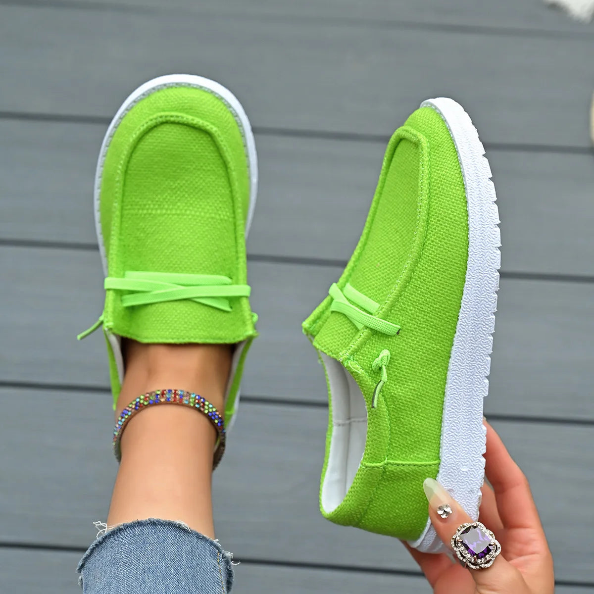 Damen Sportschuhe – Modische Flache Sneaker | Bequeme Freizeitschuhe für Jeden Tag Kaufschwan® Hellgrün 36