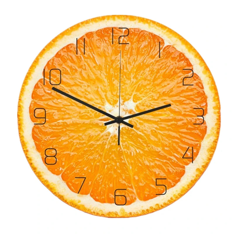 Zitrus Früchte Wanduhr – Leise Quarz Küchen Deko Uhr Kaufschwan® Orange 30cm 12inch