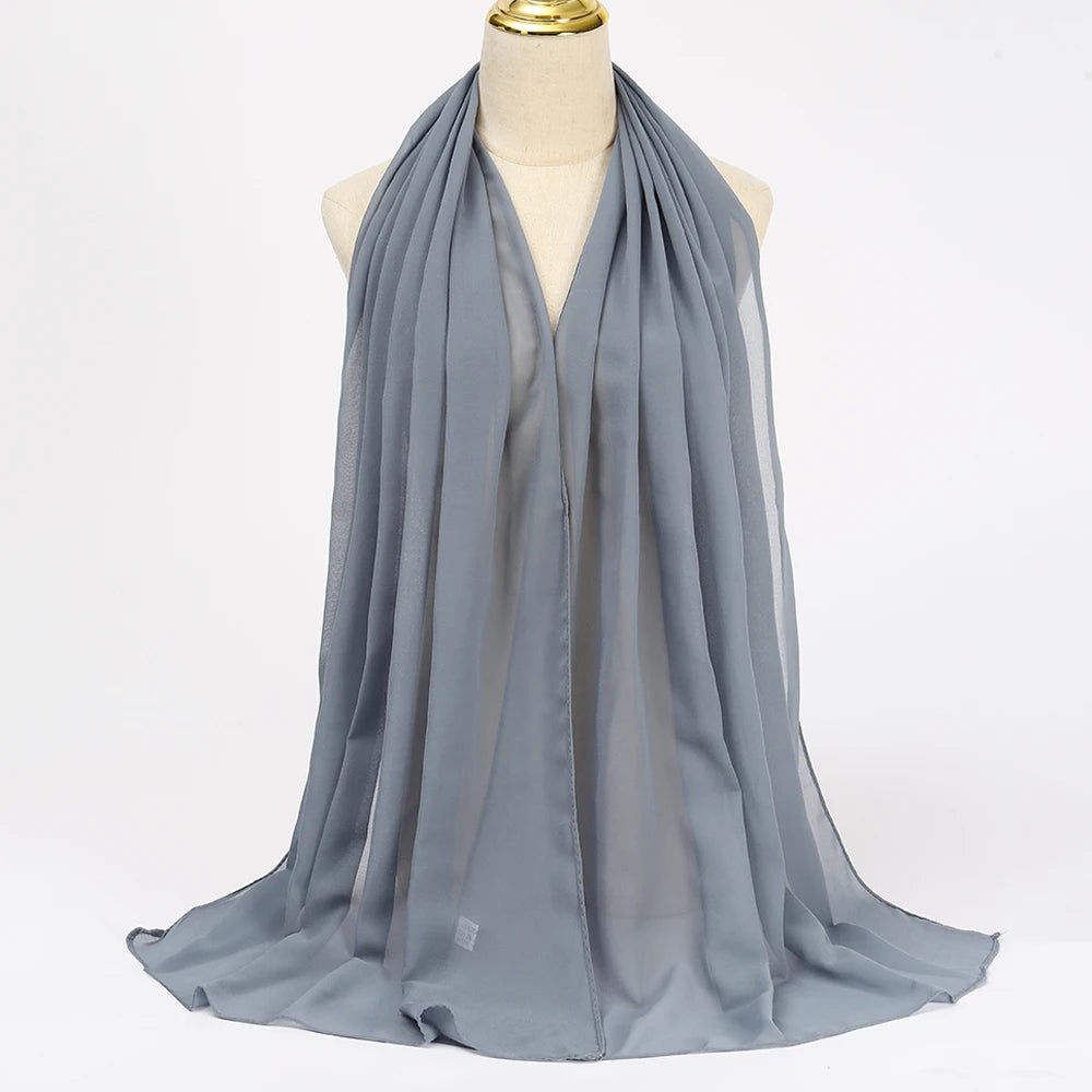Muslimischer Chiffon Hijab Schal – Damen Langer Einfarbiger Kopf Schal | Eleganter Jersey Schleier & Modisches Umschlagtuch