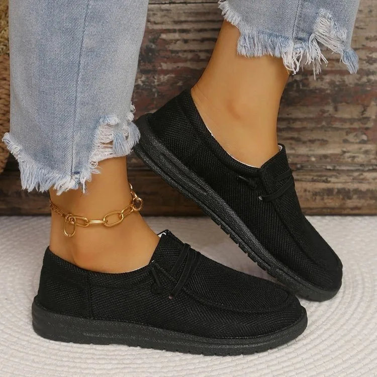 Damen Sportschuhe – Modische Flache Sneaker | Bequeme Freizeitschuhe für Jeden Tag Kaufschwan® Schwarz 36