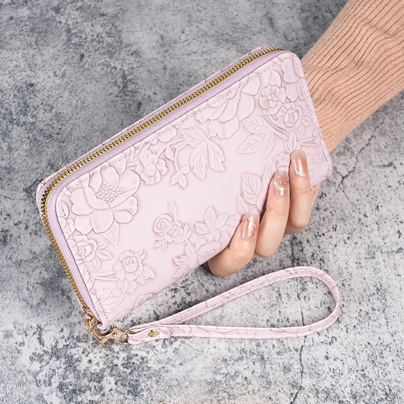 Damen Langbörse – Koreanischer Stil | Multifunktionale Handtasche mit Reißverschluss, Handyfach & Münzfach Kaufschwan® Lila