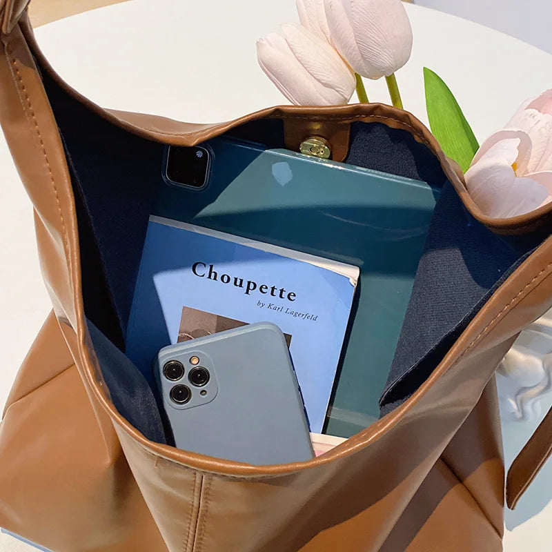 Große Damen Tote Tasche für Eine Schulter – Lässige & Vielseitige Crossbody Handtasche | Modische Schlichte City Tasche