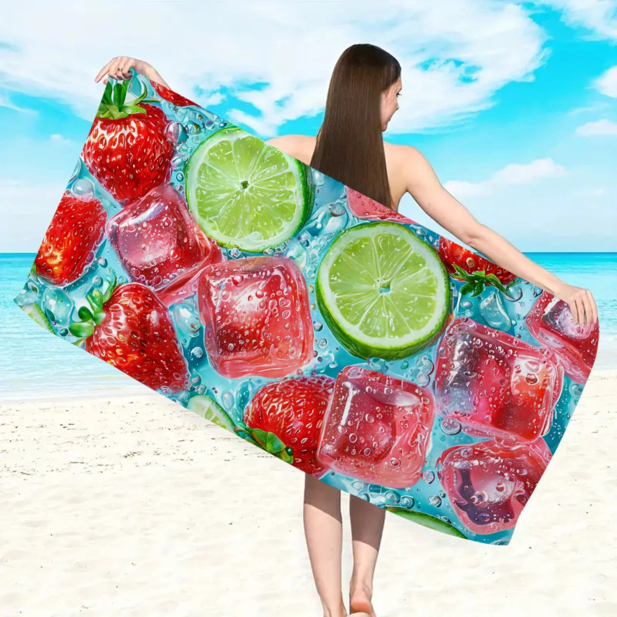 Großes Strandtuch mit Früchte-Print – Ultrafeines Mikrofaser Handtuch | Schnell Trocknend & Saugfähig für Strand, Urlaub & Camping Kaufschwan®