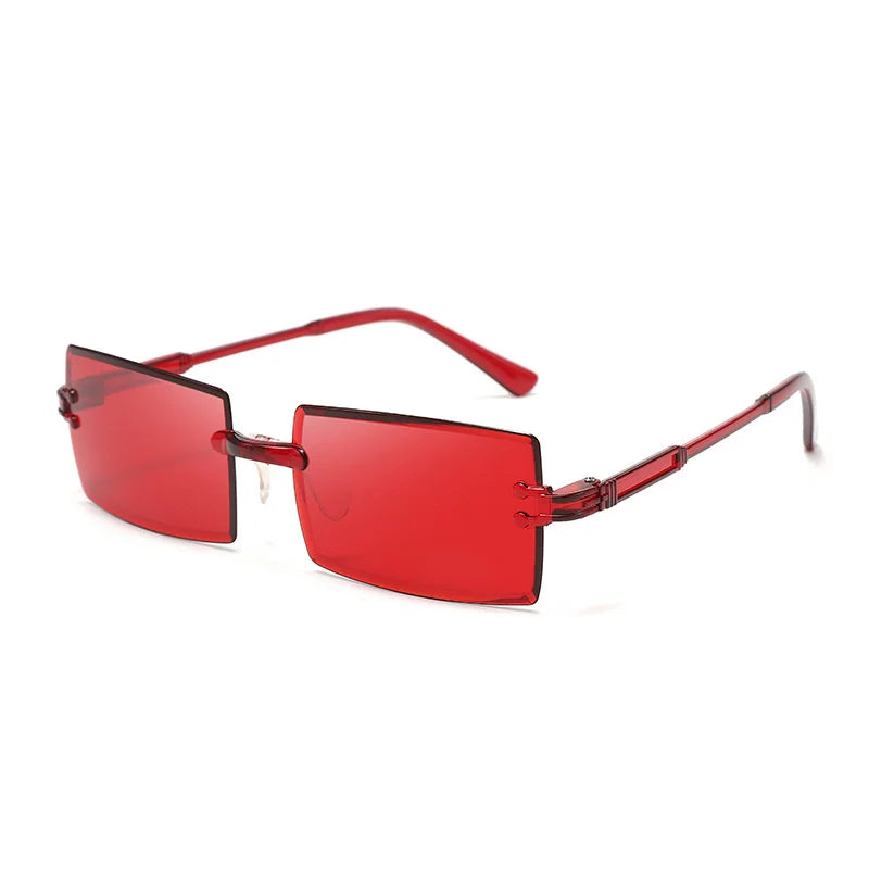 Modische randlose rechteckige Sonnenbrille – Bunte Sonnenbrille mit UV400-Schutz für Damen, ideal für Sommer, Freizeit im Freien und Reisen Kaufschwan®