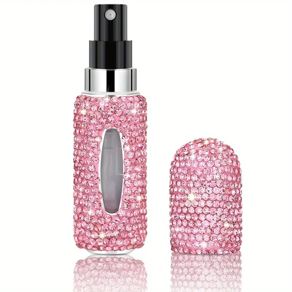Bling Parfüm Zerstäuber mit Strass – 5ml Nachfüllbare Reise-Sprayflasche | Mini Tragbarer Parfümspender & Geschenk Kaufschwan® Rosa 5ml