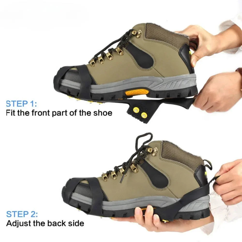 10 Zacken Schnee & Eis Anti-Rutsch Schuhspikes – Thermoplastische Elastomer Steigeisen Überzüge für Winter Wandern & Klettern Kaufschwan®