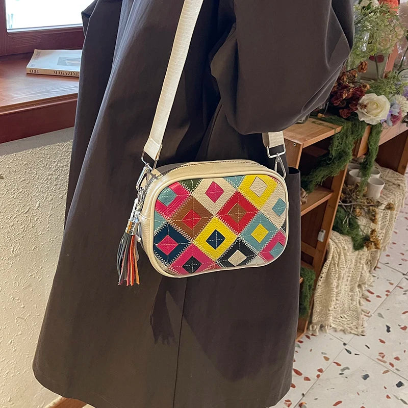 Kleine Bunte Ledertasche – Luxus Damen Handtasche, Crossbody & Schultertasche in Hochwertiger Verarbeitung Kaufschwan®