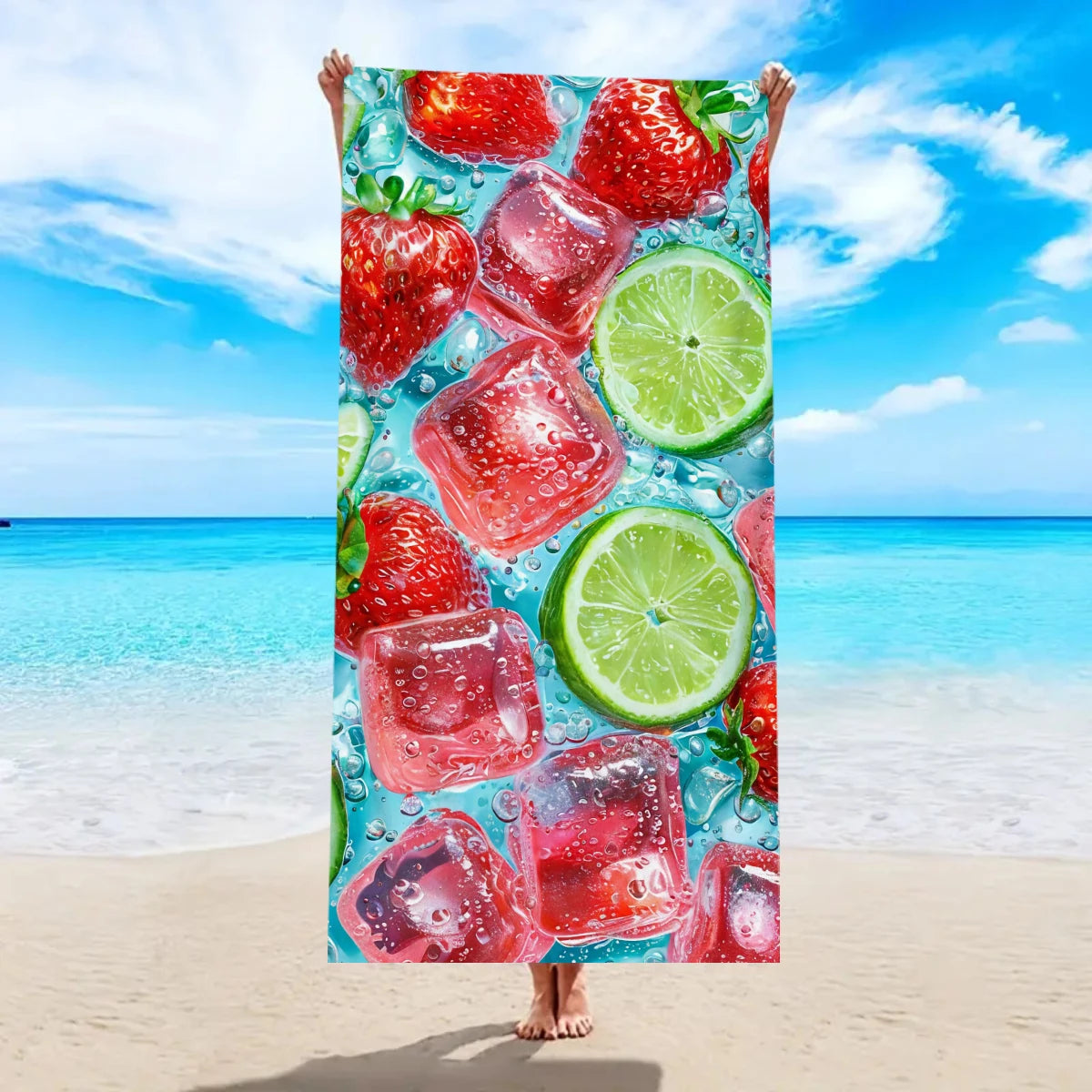 Großes Strandtuch mit Früchte-Print – Ultrafeines Mikrofaser Handtuch | Schnell Trocknend & Saugfähig für Strand, Urlaub & Camping Kaufschwan® Design 2 180x90cm