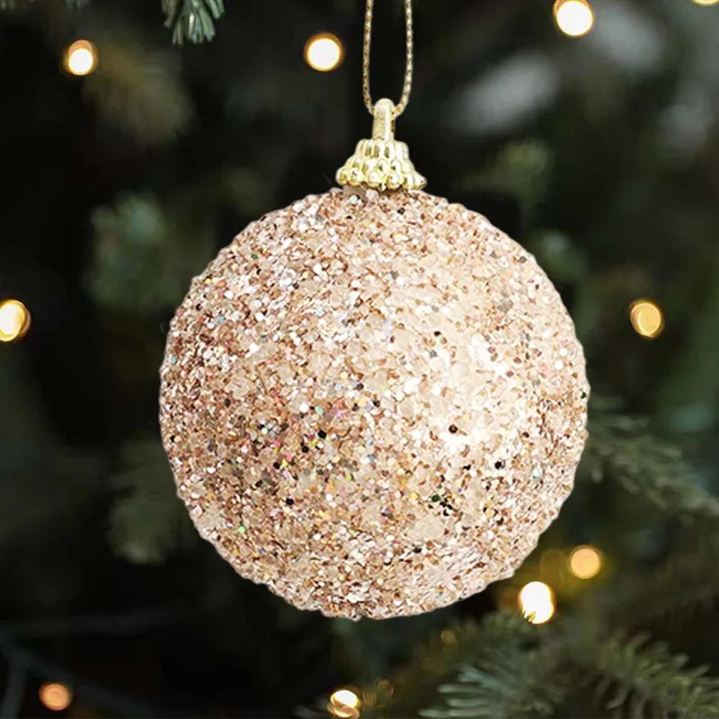 6–30 Stück Champagner Gold Glitzer Weihnachtskugeln – 6CM Christbaumkugeln | Festliche Deko für Weihnachten & Neujahr Kaufschwan®