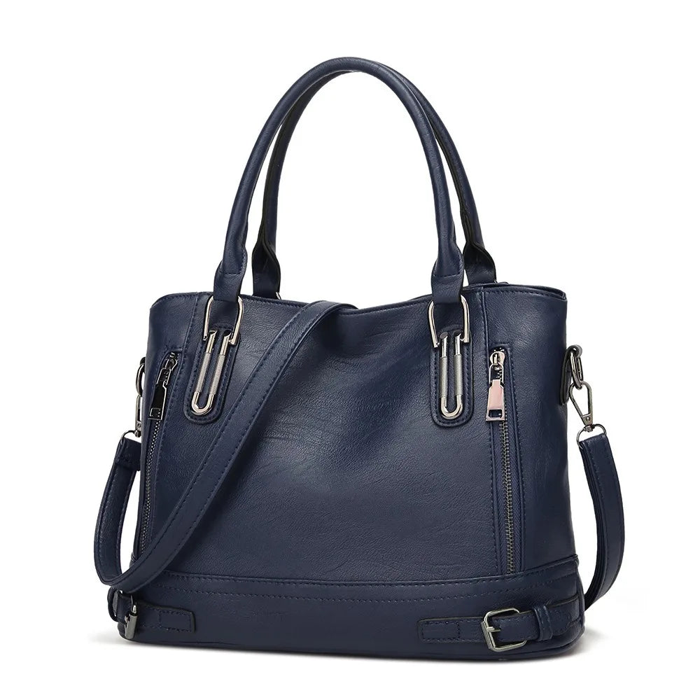Retro Damen Handtasche – Motorrad Stil Tote Bag aus Weichem PU Leder | Große Casual Schulter- & Crossbody Tasche Kaufschwan®