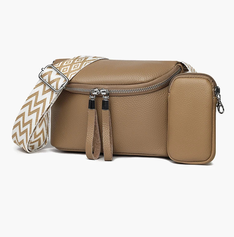 Damen Brusttasche – Hochwertige Rindsleder Crossbody, Gürteltasche & Handtasche mit Kleiner Geldbörse Kaufschwan® Khaki