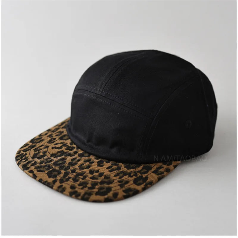 Retro Leopard Print Farbige Baseballkappe | Herren & Damen Modischer Freizeit-Baseballcap | Cool & Trendy Spice Girl Stil Kaufschwan® Schwarz 56-58cm