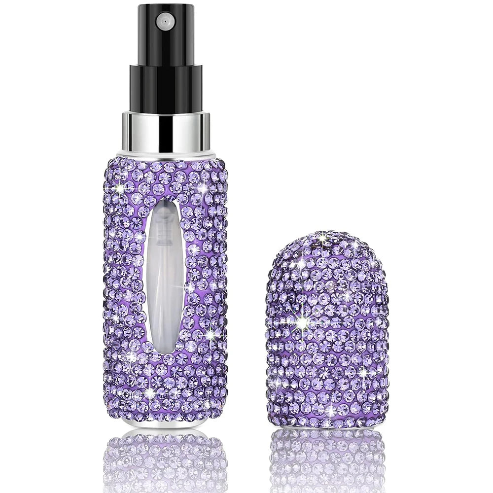 Bling Parfüm Zerstäuber mit Strass – 5ml Nachfüllbare Reise-Sprayflasche | Mini Tragbarer Parfümspender & Geschenk Kaufschwan® Lila 5ml