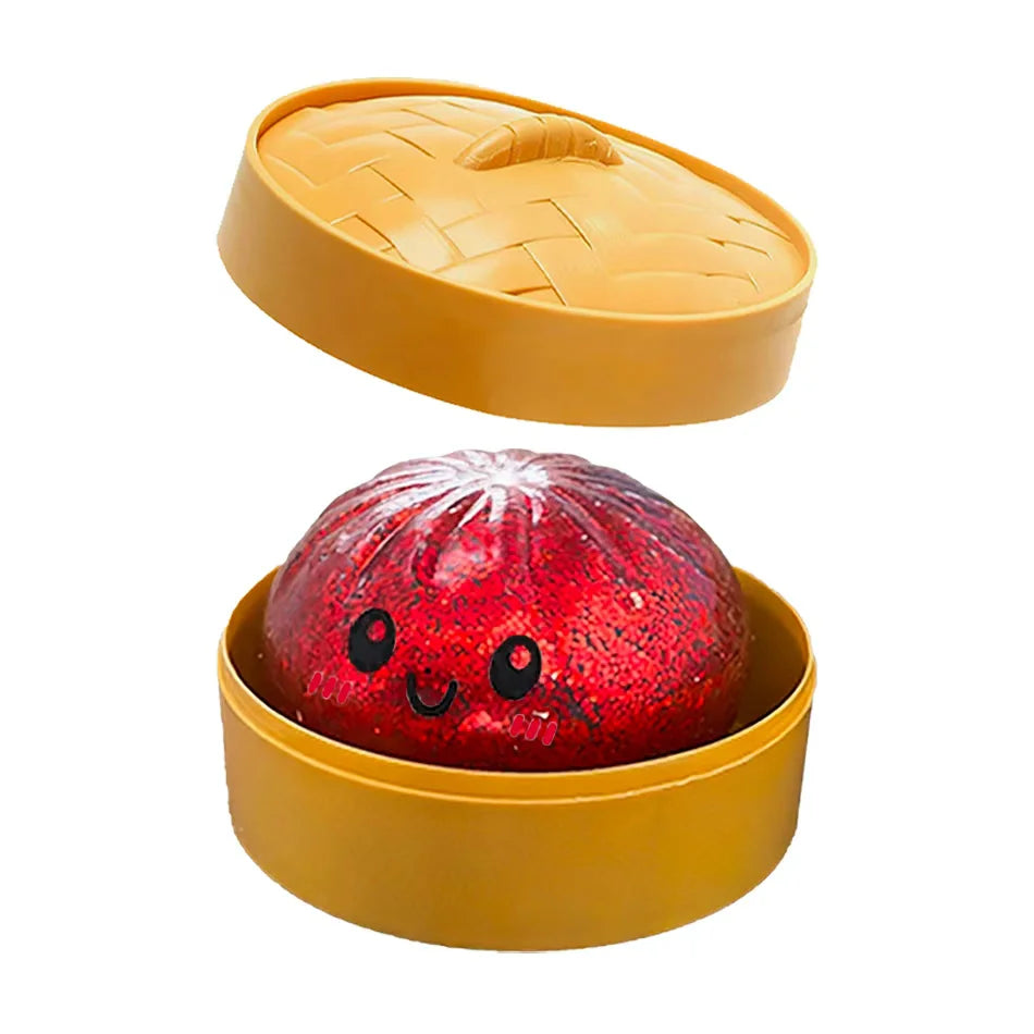 Bunte Glitzer-Dumpling-Squishies in 6 Designs mit Box – Weiches Sensorik-, Knautsch- & Fidget-Spielzeug zum Stressabbau und Sammeln
