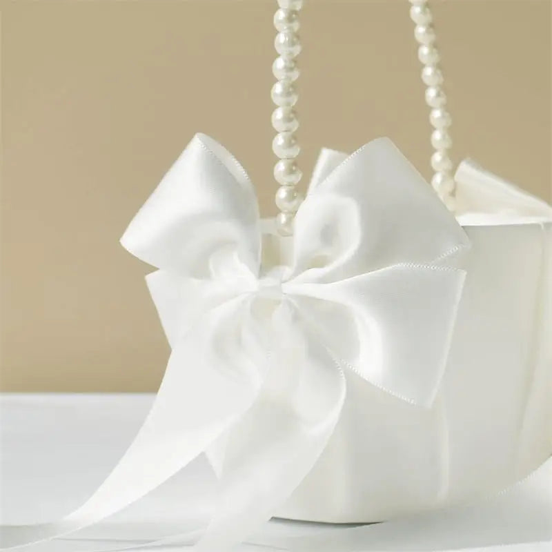 Blumenmädchen Korb mit Perlengriff – Faltbarer Hochzeitskorb für Blüten Kaufschwan®
