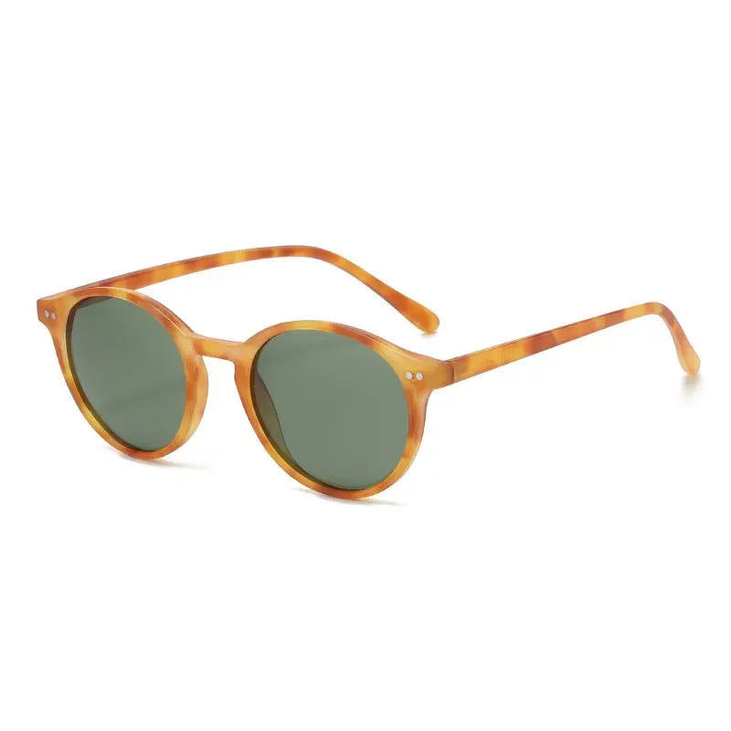 Runde Polarisierte Retro-Sonnenbrille – Klassische Sonnenbrille mit Leopardenmuster, Schwarzen Gläsern und UV400-Schutz für Damen und Herren Kaufschwan® Design 6