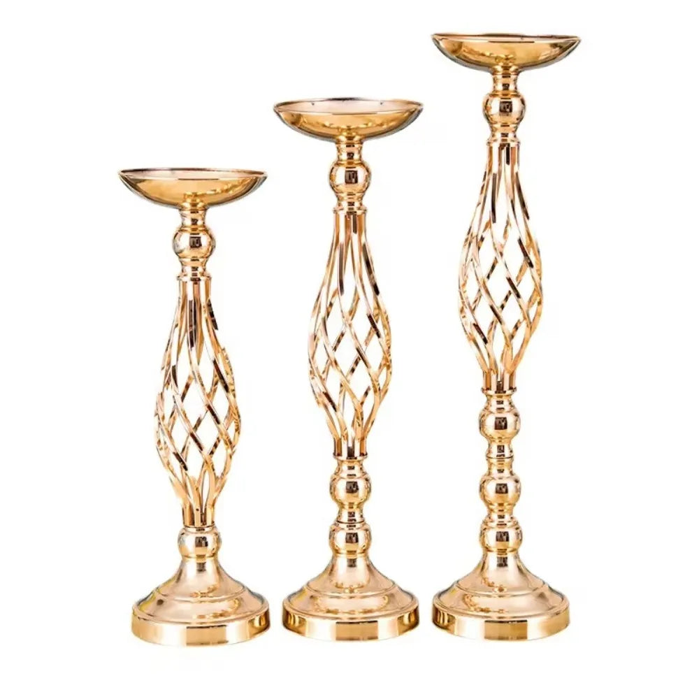 Goldfarbener Eisen Kerzenhalter – Gedrehter Tisch Kerzenständer im Vasenstil für Zuhause, Hochzeit & Blumendekoration Kaufschwan®