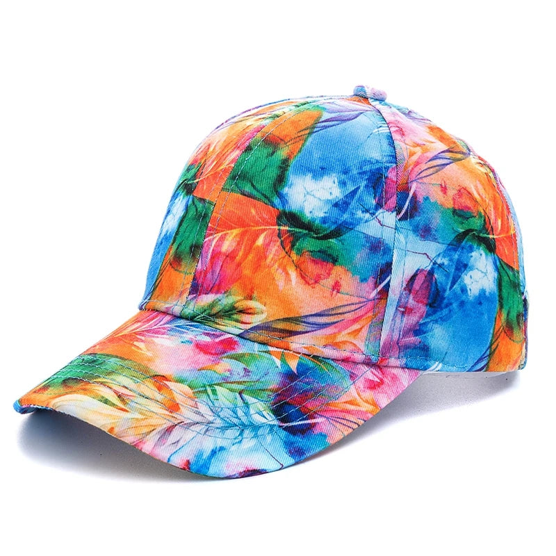 Outdoor Freizeit Regenbogen Kappe | Damen Regenbogen Bunte Baseballkappe | Streetwear Baseballcap Kaufschwan® Grüne Blätter 56cm-60cm