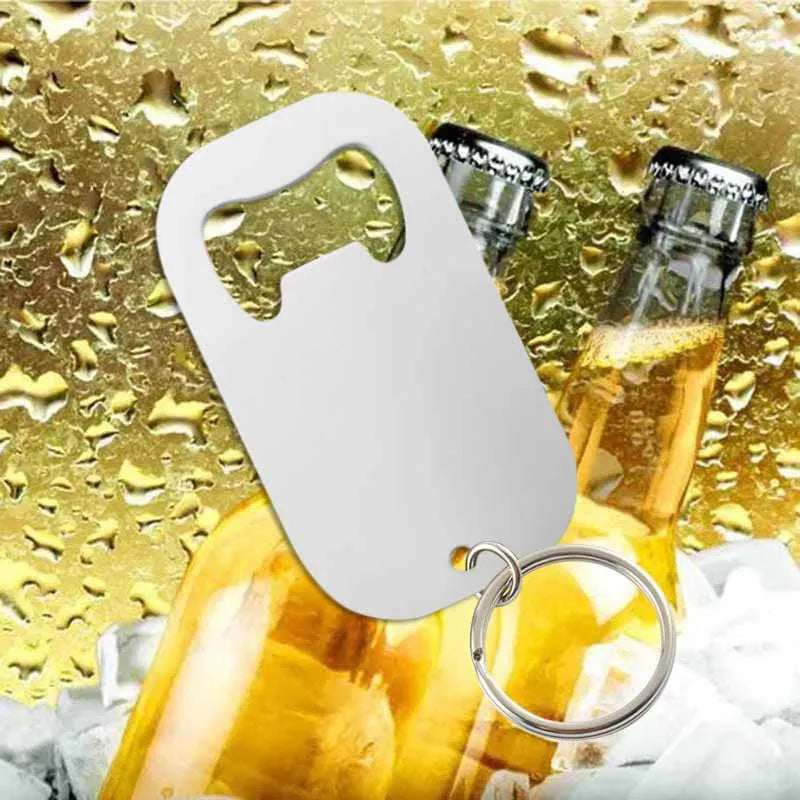50 Stück Personalisierte Flaschenöffner-Schlüsselanhänger – Kostenlos graviert mit Logo | Edelstahl, Geschenk für Hochzeit, Geburtstag & Taufe Kaufschwan® Silber 70x38mm